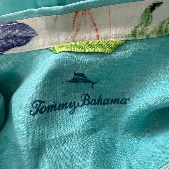 Tommy Bahama Shirt Men's‎ XL Blue Hawaiian Camp Linen Beach Preppy Vacation - Picture 3 of 5